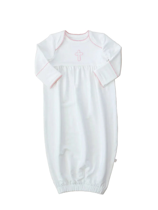 Pip Embroidered Gown - Pink Cross