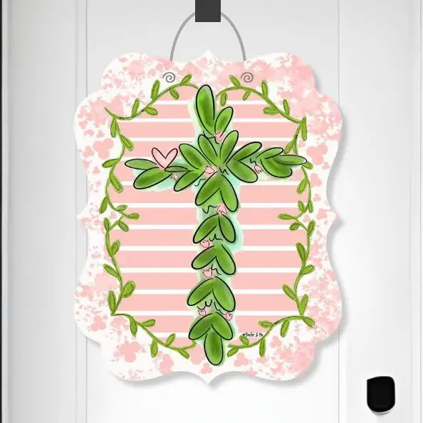 Pretty Pink Cross Door Hanger