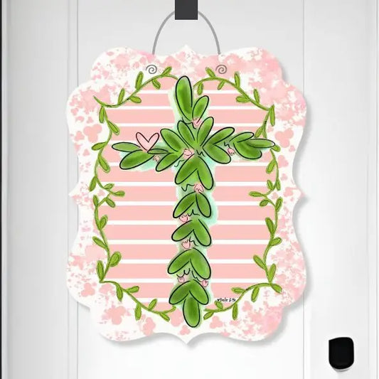 Pretty Pink Cross Door Hanger