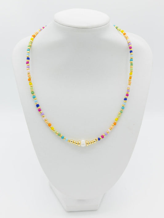 Rainbow Choker with Pearl