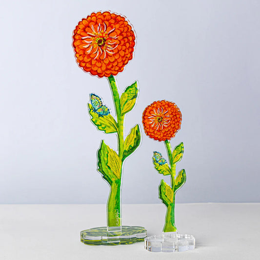 Red Zinnia Acrylic Flower
