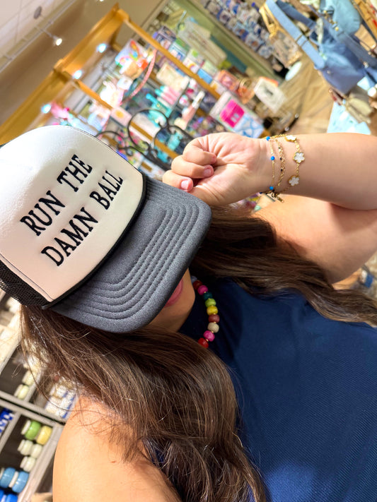 Run the Ball Trucker Hat Black/White
