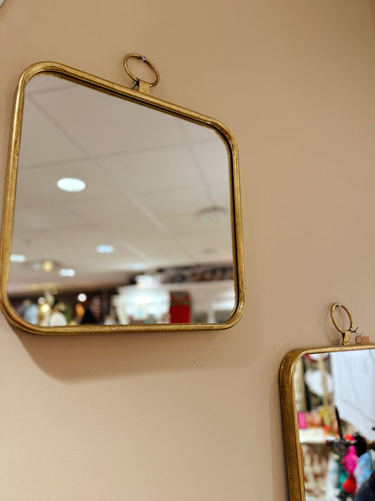 15-3/4"W x 19-1/2"H Metal Framed Wall Mirror, Gold