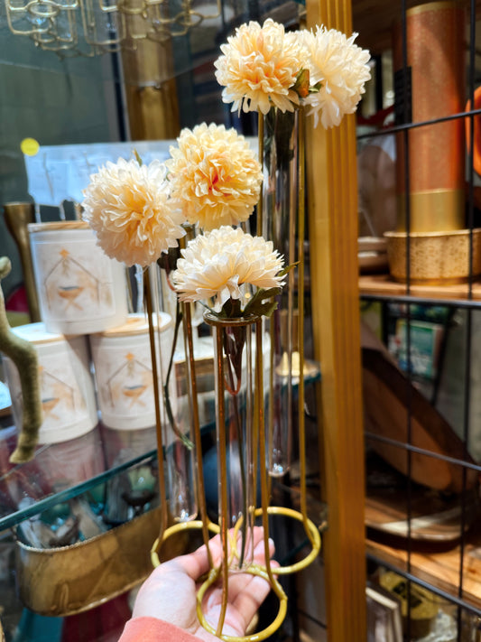 12" Round Test Tube Vase x3, Gold