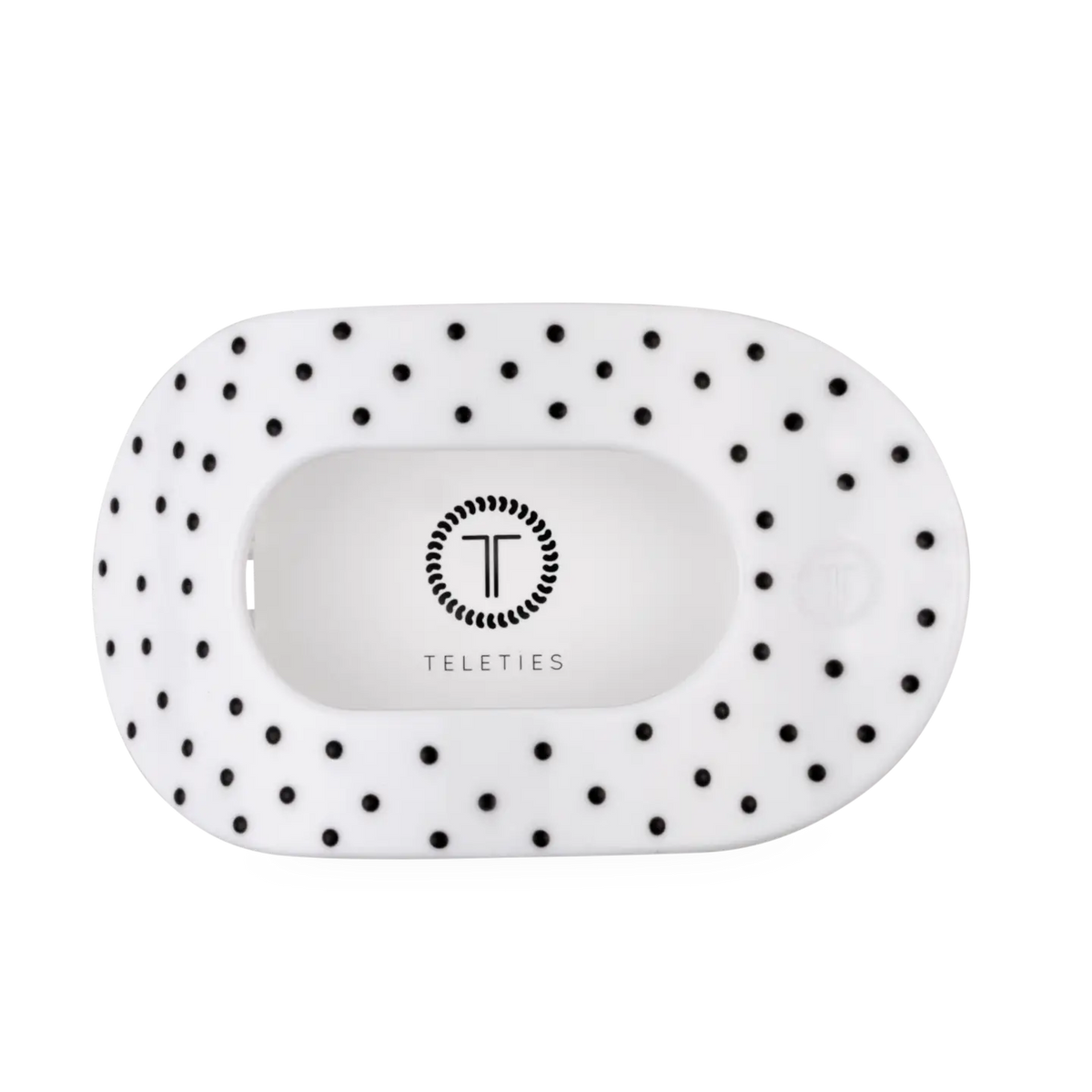 Flat Round Hair Clip | White Polka Dot Party