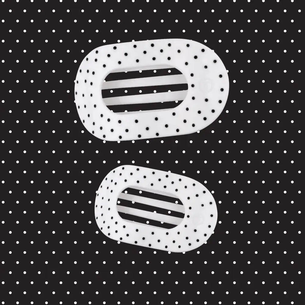 Flat Round Hair Clip | White Polka Dot Party