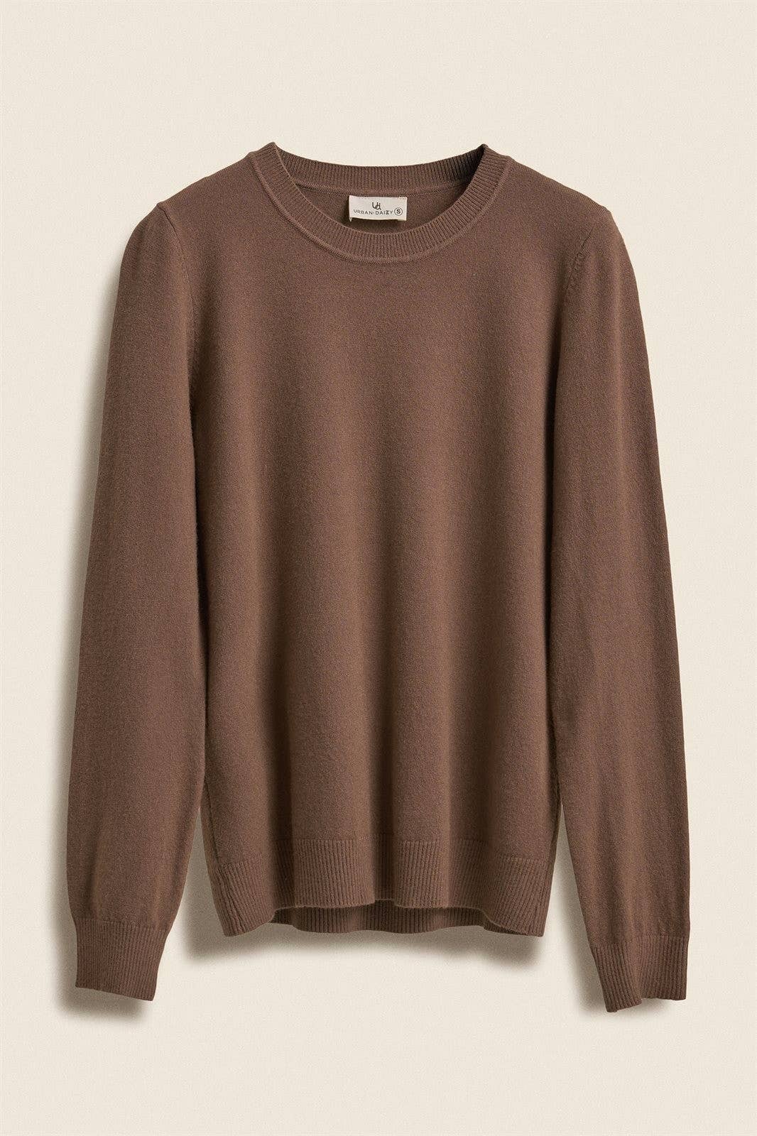 Soft Viscose Blend Crewneck Knit Pullover: Black / S-M-L:2-2-2