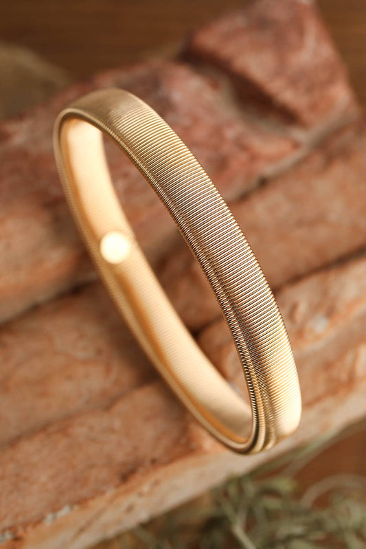 Rib Stretchy Plated Metal Wide Bangle
