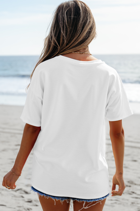 Flag Bow Graphic Crewneck Tee: White