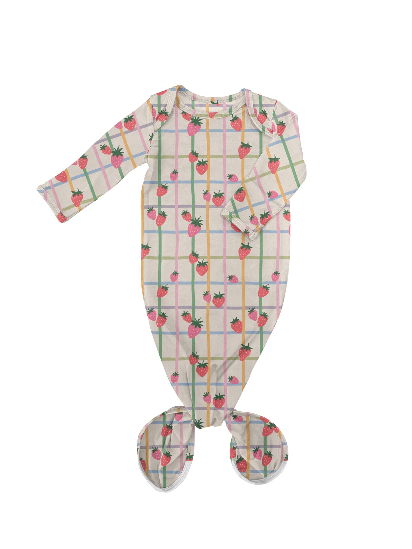 Berry Patch (Strawberries) Knotted Infant Gown: 0-3 mo