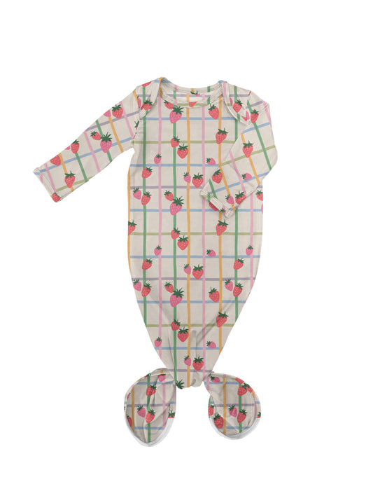 Berry Patch (Strawberries) Knotted Infant Gown: 0-3 mo