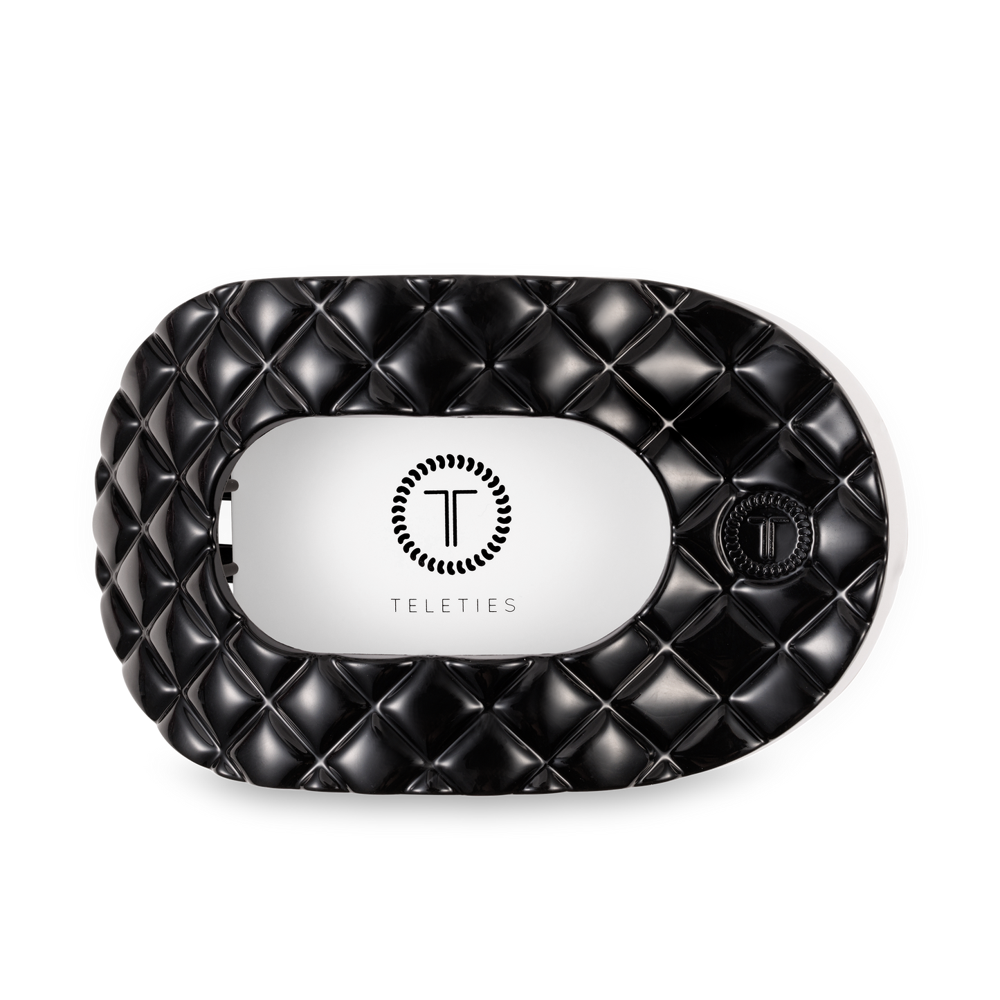 Flat Round Hair Clip | Jet Black Quilted