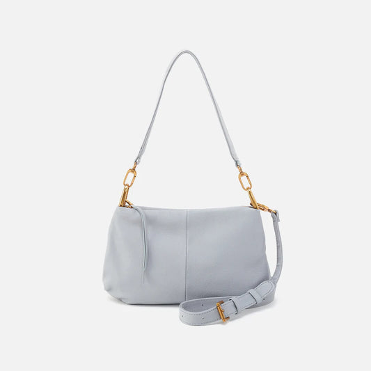 Advance Shoulder Bag in Pebbled Leather - Blue Pearl