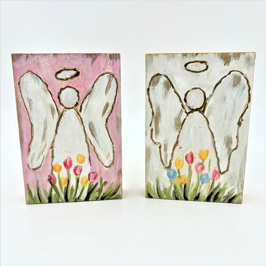 Handpainted Angel with Flowers