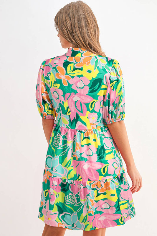 Sassy Floral Printed Collared Dress