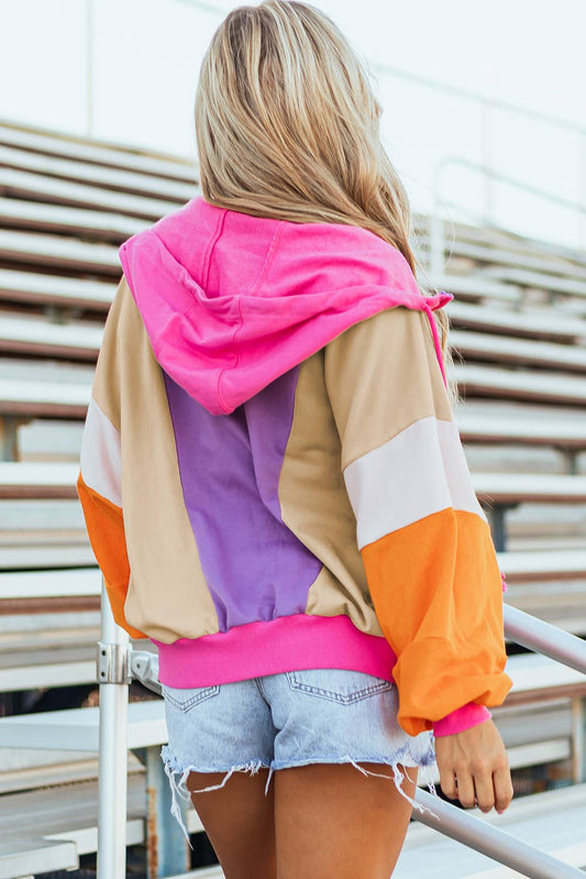Colorblock Full Zipped Oversized  Hoodie |