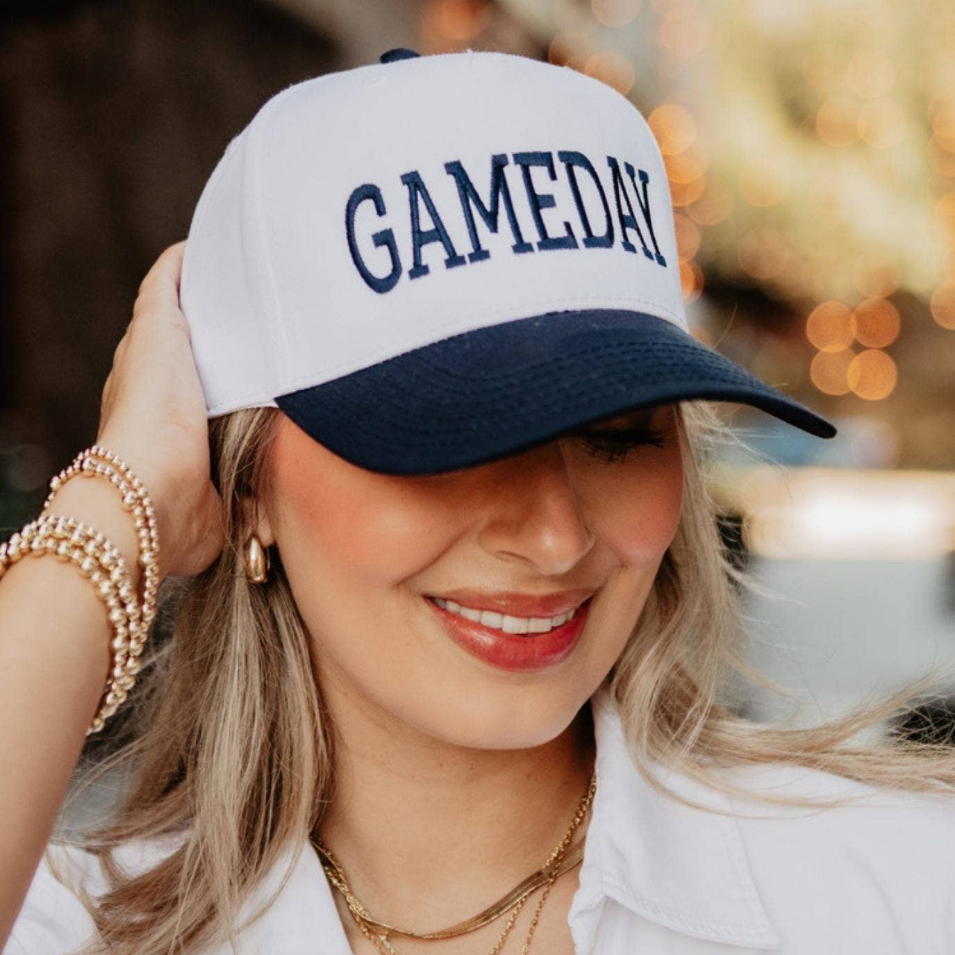 GAMEDAY  Two-Toned Vintage Hat: Navy and White