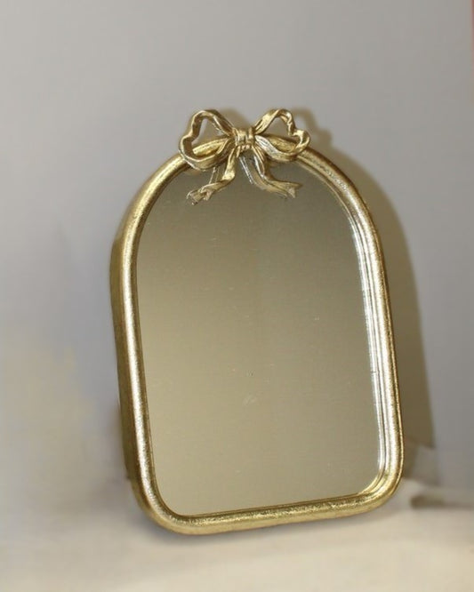 Gold Metal Bow Tabletop Mirror