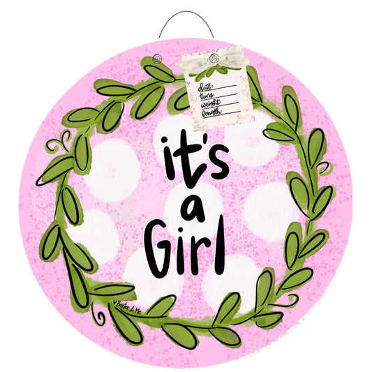It's a Girl Plus Tags Door Hanger