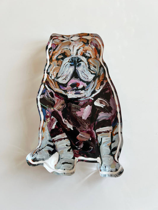 "Bulldogs Maroon Shirt" acrylic shelfie: Large