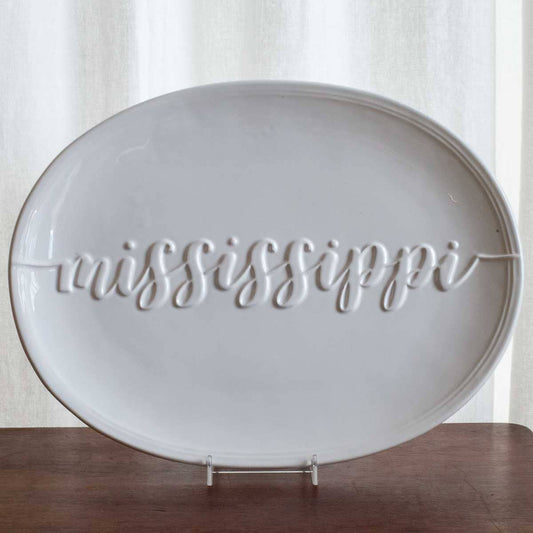 Mississippi Embossed Platter - White - 16x12