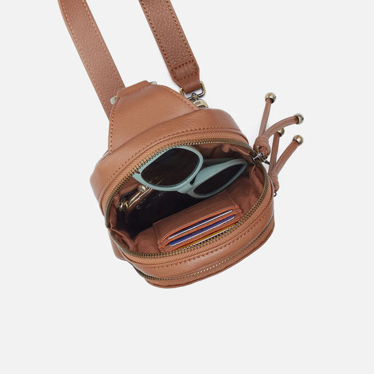 Cass Small Sling in Pebbled Leather - Brown Sugar