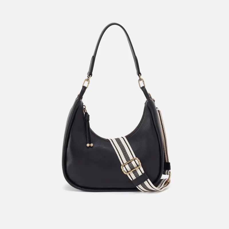 Cass Small Shoulder in Pebbled Leather - Black