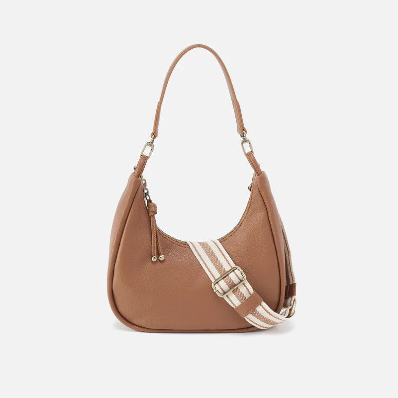 Cass Small Shoulder Bag in Pebbled Leather - Brown Sugar