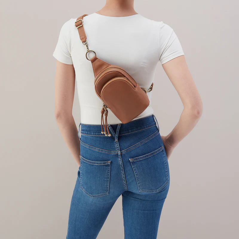 Cass Small Sling in Pebbled Leather - Brown Sugar