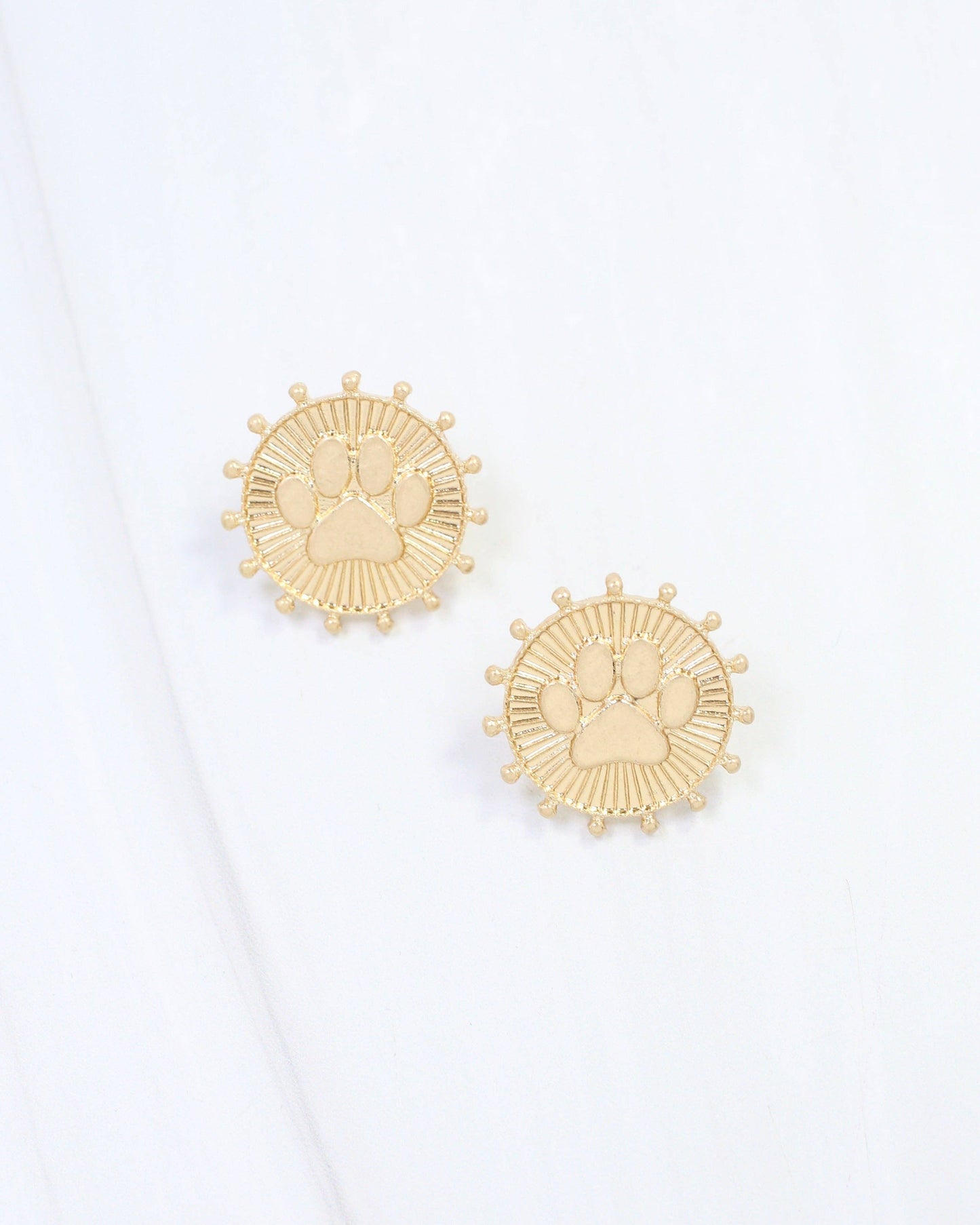 Carmen Coin Earring Paw Print Worn Gold