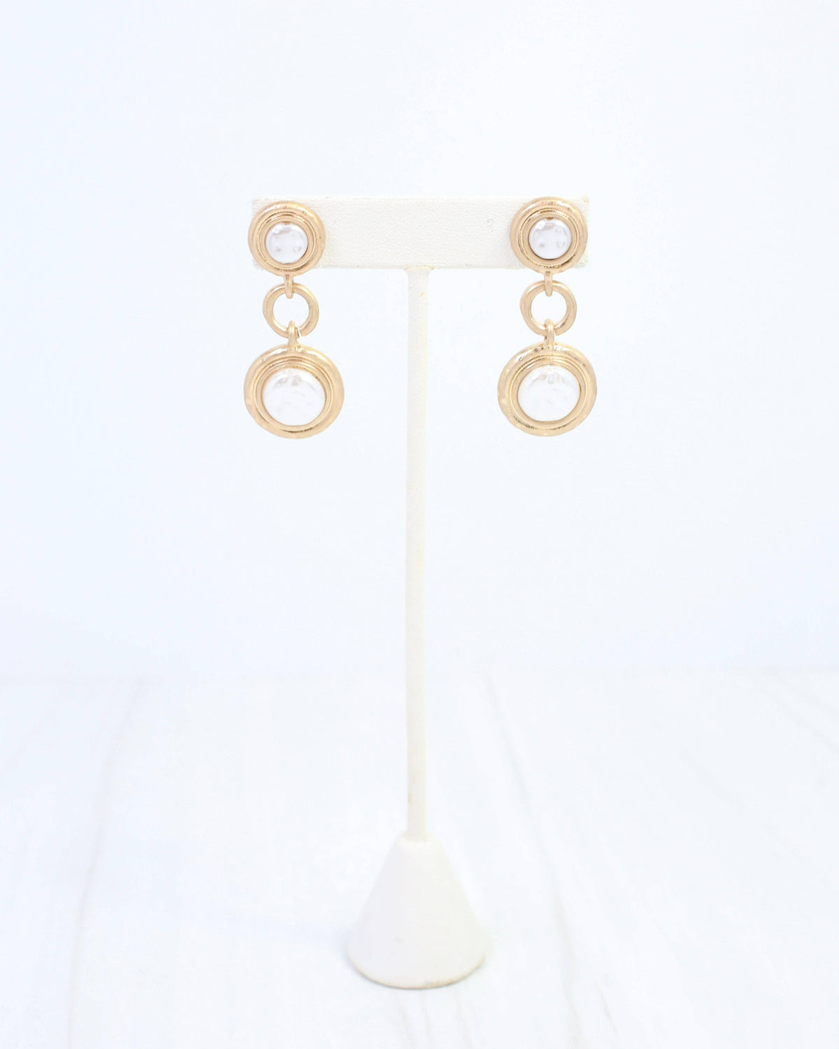 Baycrest Pearl Drop Earring Worn Gold