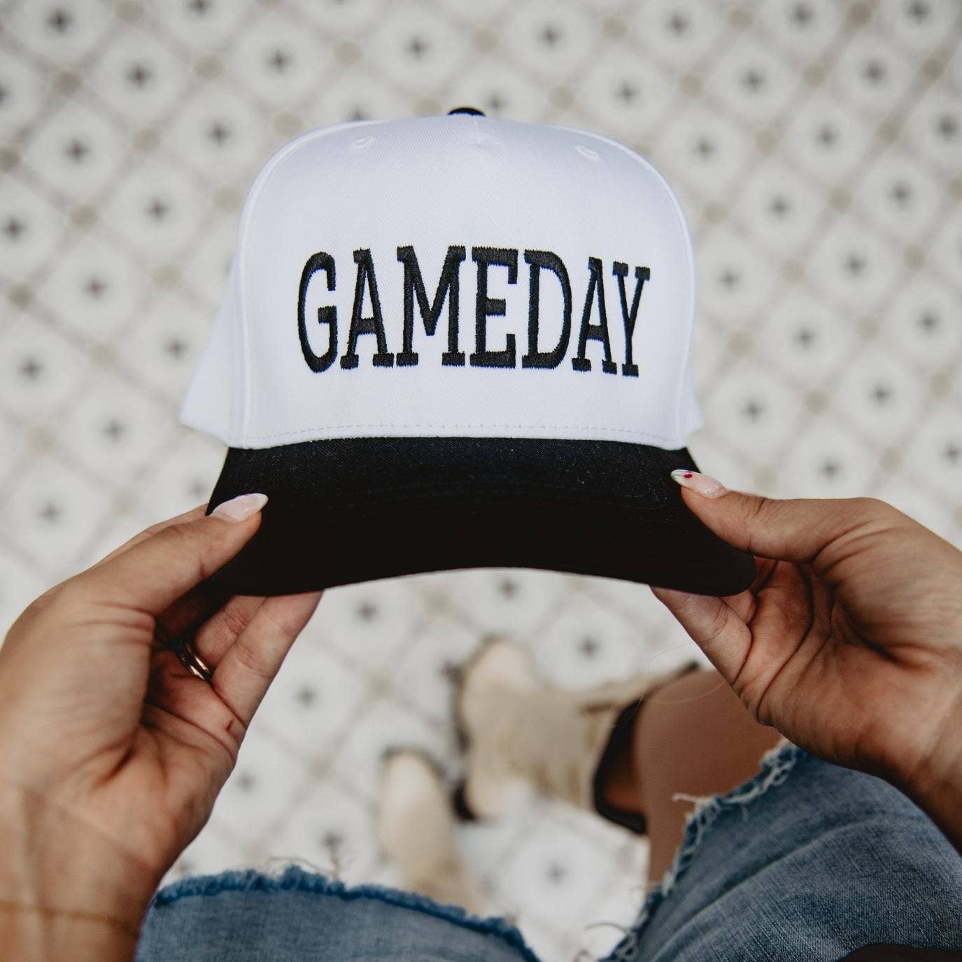 GAMEDAY Two-Toned Vintage Hat: Red and White