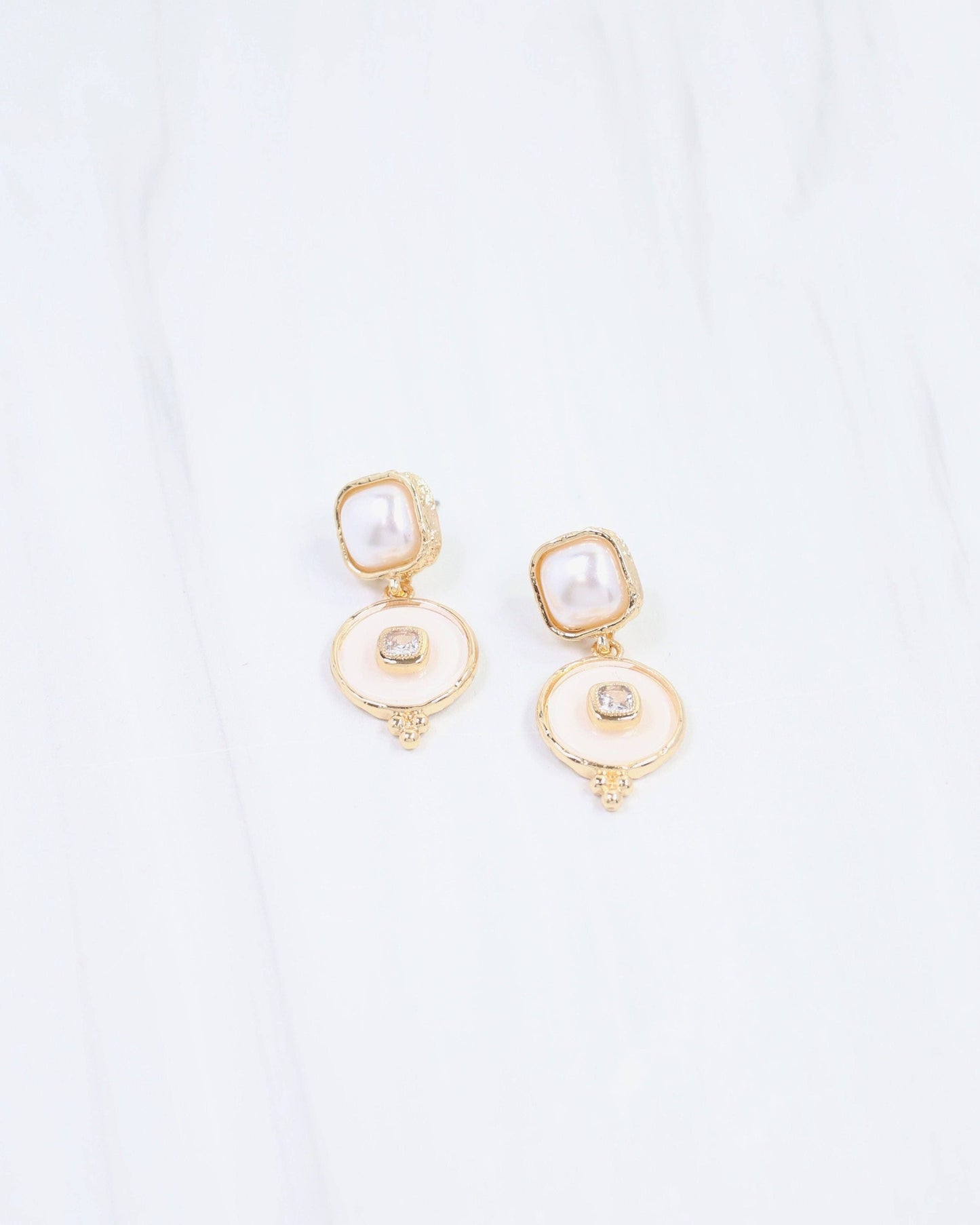 Lismore Pearl Circle Drop Earring White