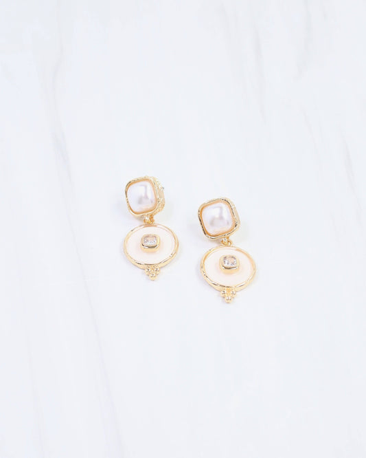 Lismore Pearl Circle Drop Earring White