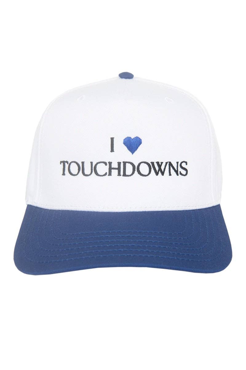 I Heart Touchdowns Vintage Trucker Hat: Black and Tan