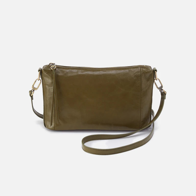 Darcy Carry-All Crossbody in Polished Leather - Olive Veil