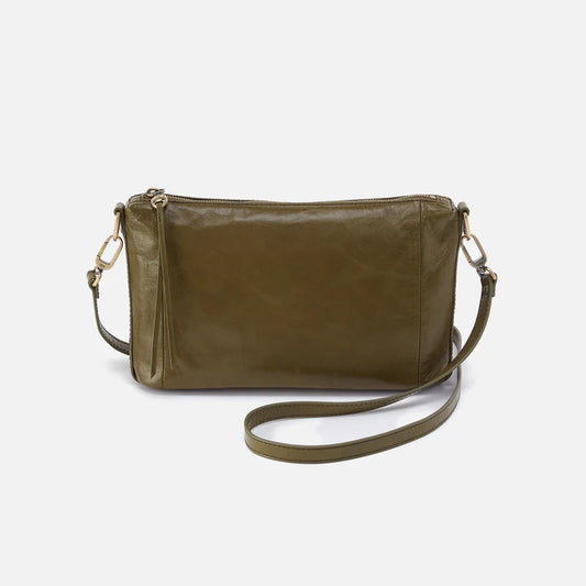 Darcy Carry-All Crossbody in Polished Leather - Olive Veil