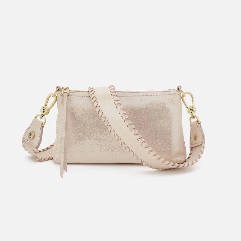 Darcy Crossbody in Metallic Leather - Sand Shimmer
