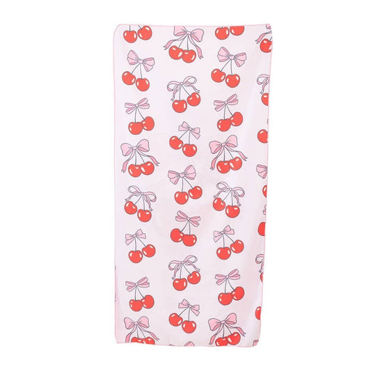 Cherry and Bow Reversible Quick Dry Towel: Light Pink