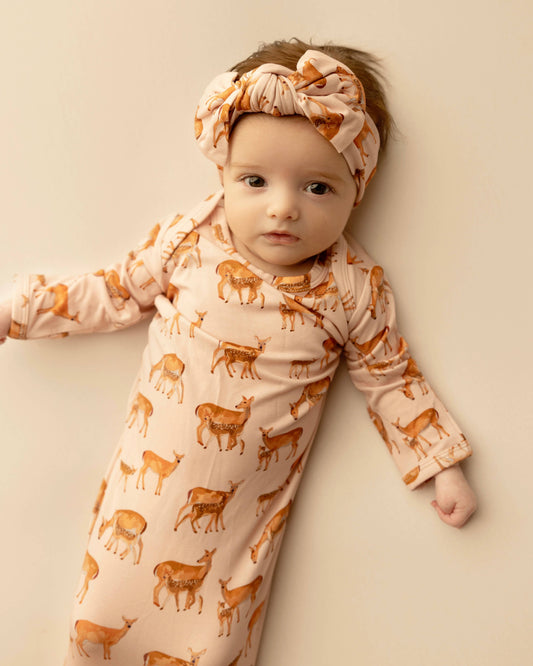 Does & Fawns - Knotted Infant Gown: 0-3 mo