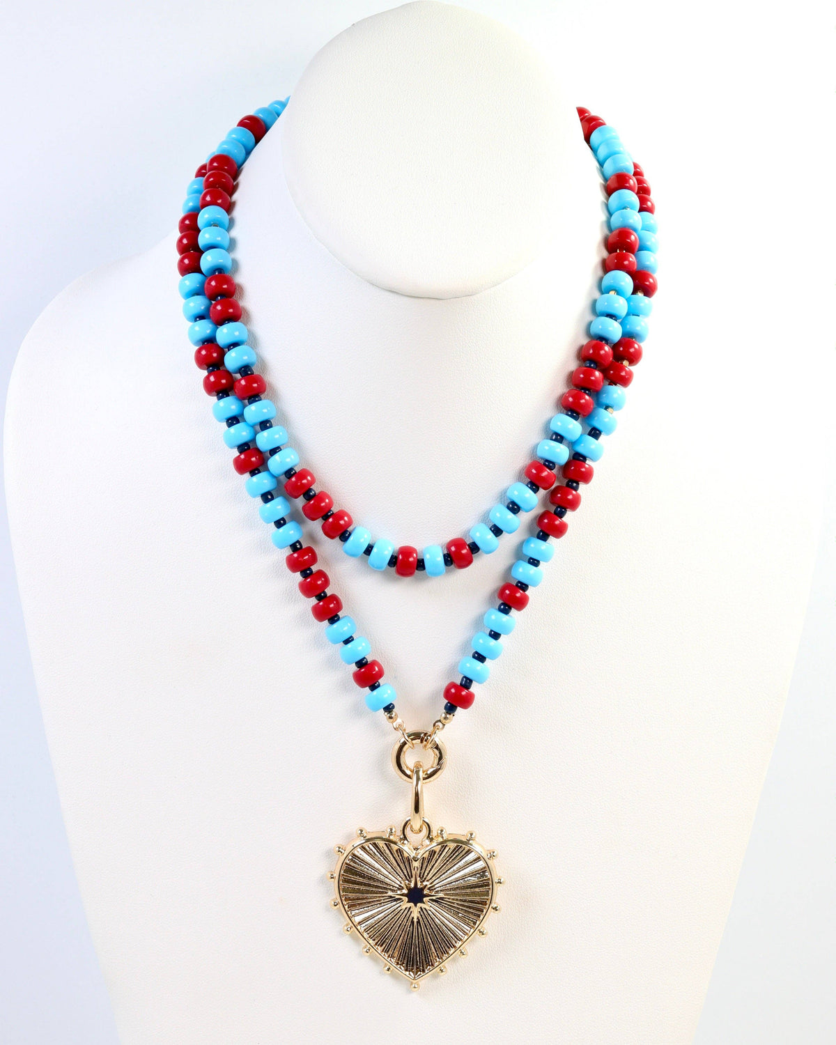 McLane Stone Necklace with Toggle Powder Blue Red