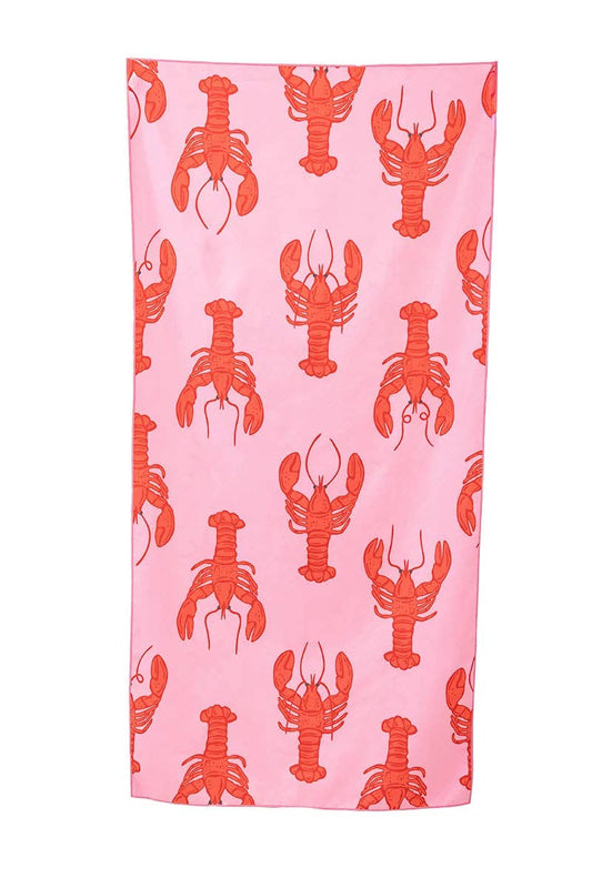 Lobster Quick Dry Reversible Pool Towel: Pink