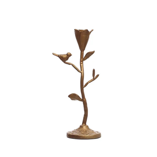 Metal Candle Holder with Bird