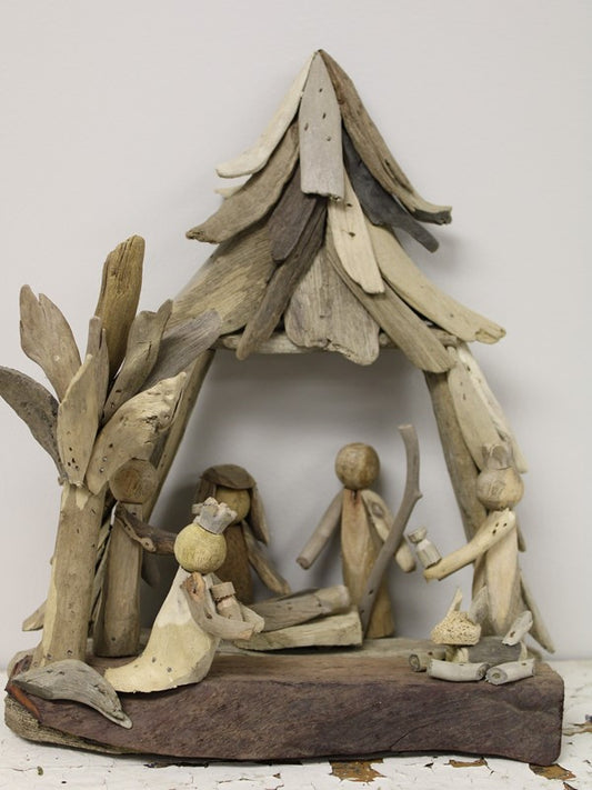 DriftWood Nativity in Creche 11x5x12