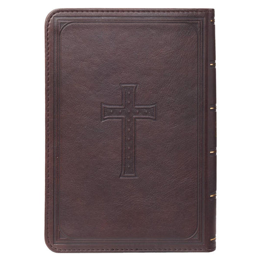 Dark Brown Faux Leather Large Print Compact King James Versi