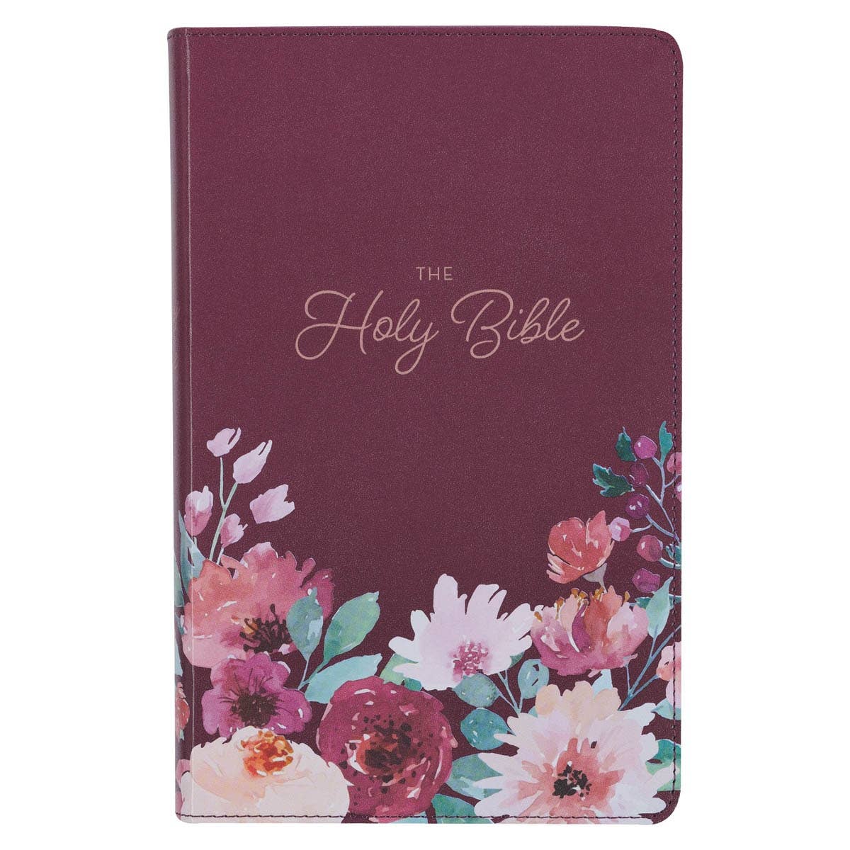 Purple Floral Faux Leather Giant Print Standard-size KJV Bib