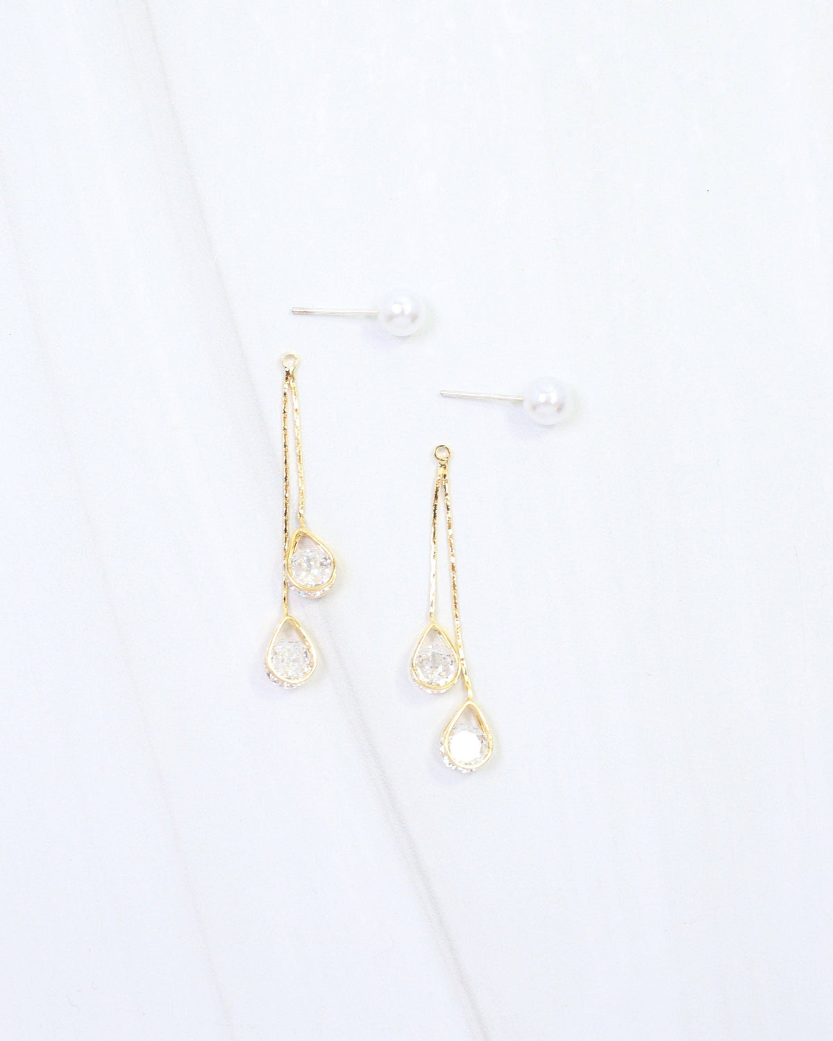 Nara Pearl CZ Dangle Earring WR Gold