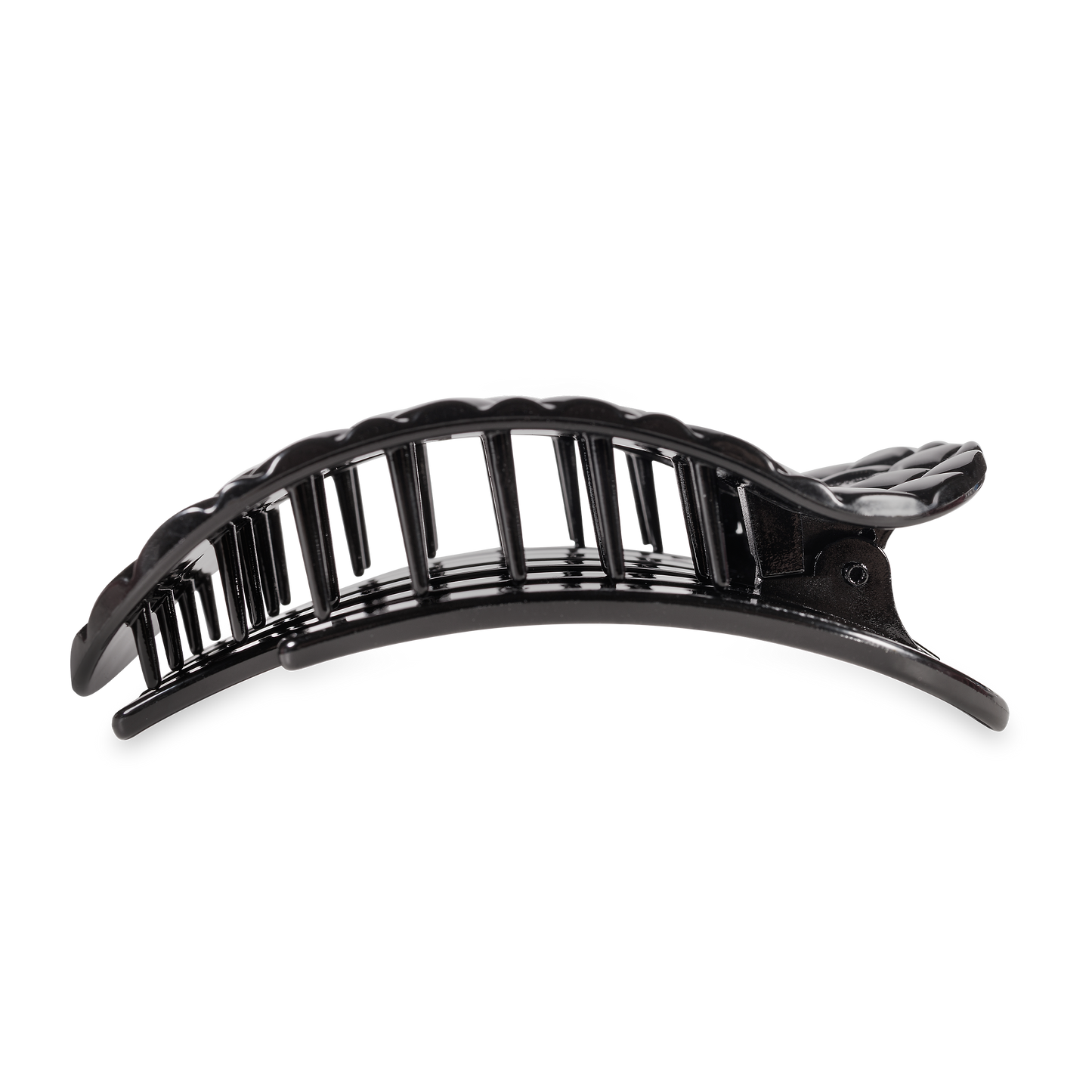 Flat Round Hair Clip | Jet Black Quilted