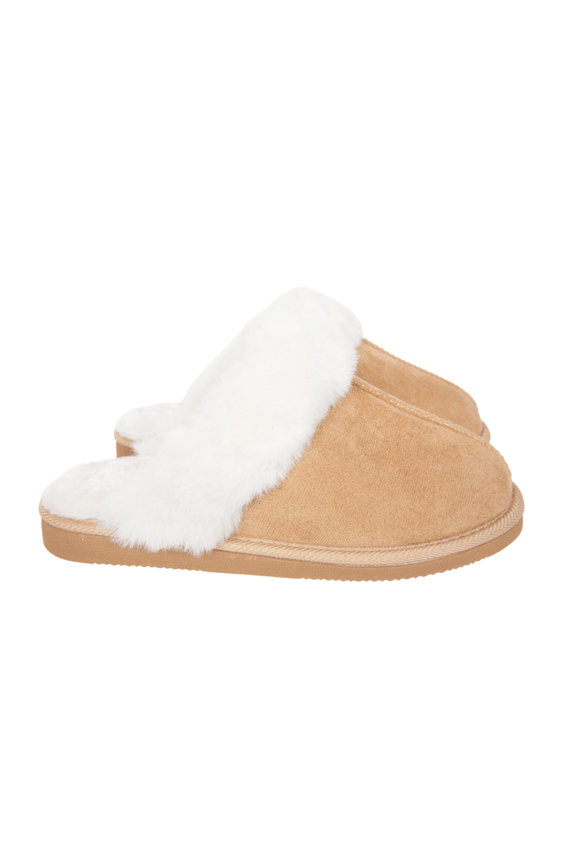 Sand Faux Fur Slip-On House Shoes: Sand / M/L