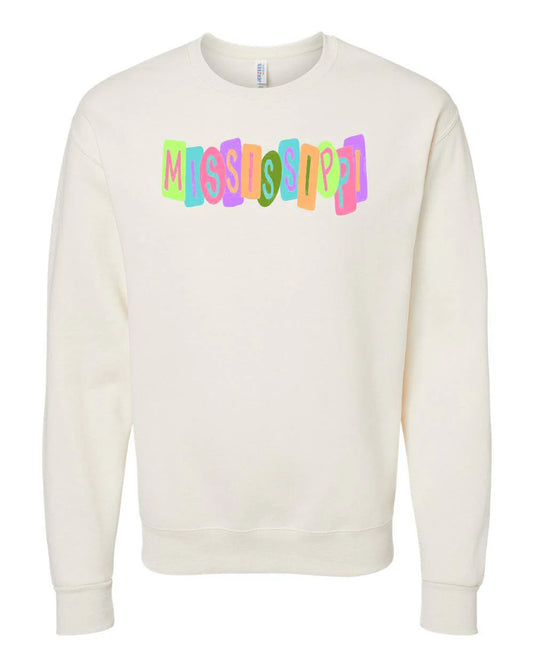 Emmalee Mississippi Crayon Letters Sweatshirt